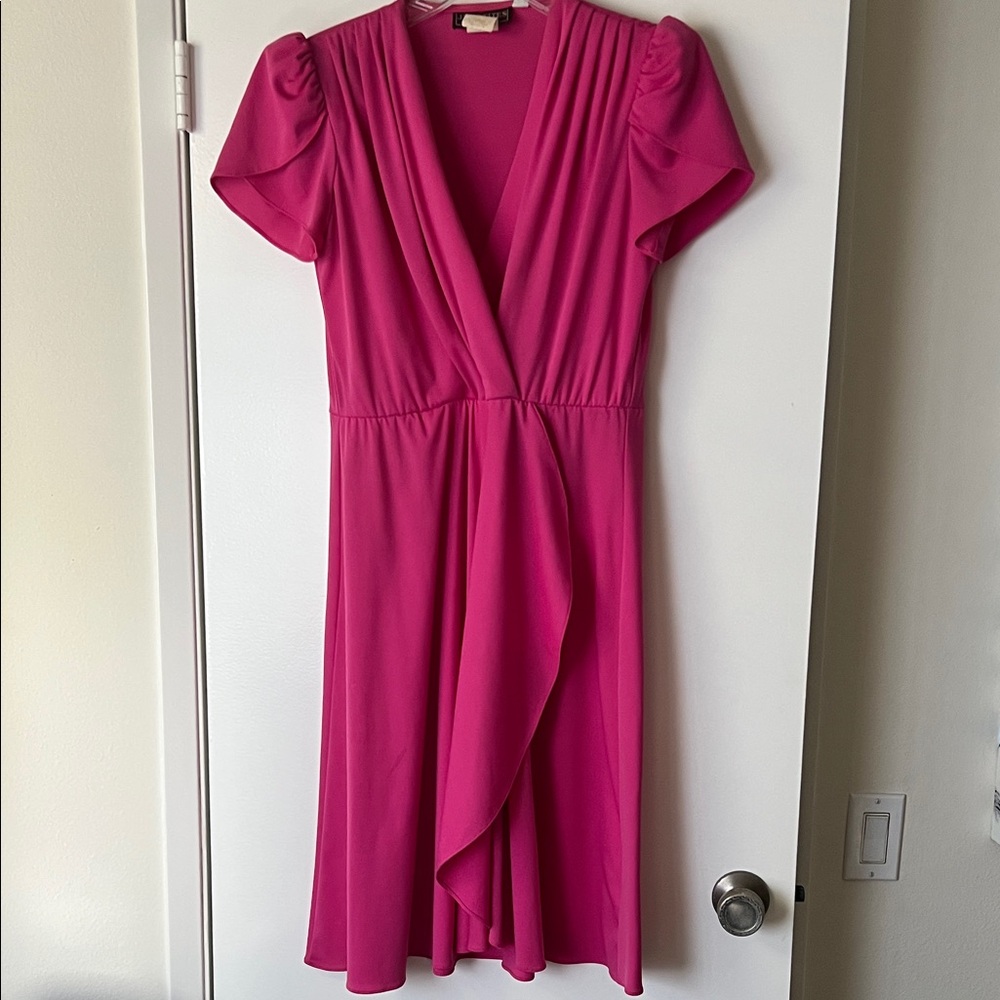 VINTAGE 🩷 Short Sleeve Pink Wrap Dress Sz 8